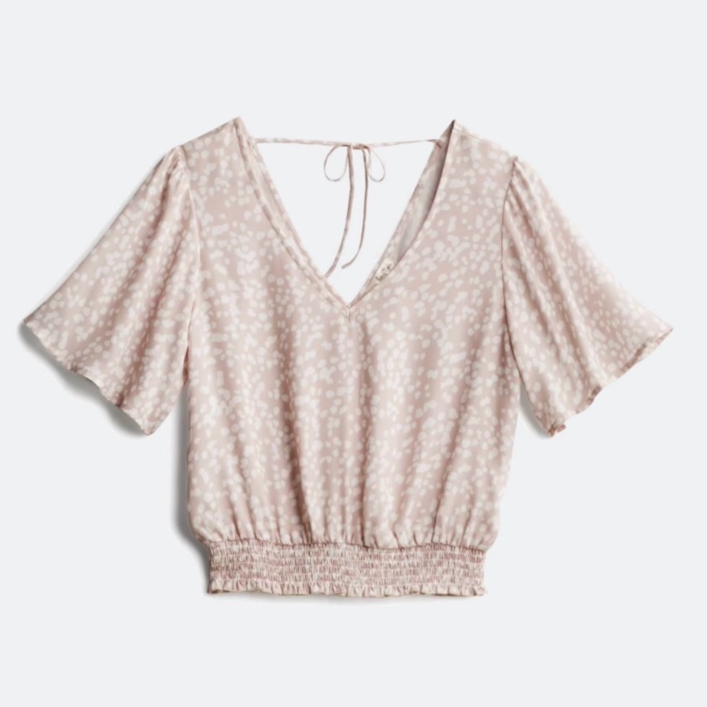 Nine Britton Flutter Sleeve Cropped Blouse